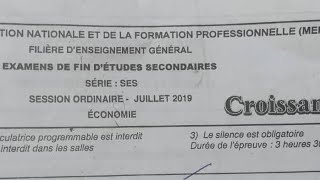 Baccalauréat Juillet 2019 SES économie intégral appliquée à léconomie [upl. by Atinna]