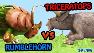 Rumblehorn vs Triceratops  Cartoon vs Dino S1E5  SPORE [upl. by Warden306]