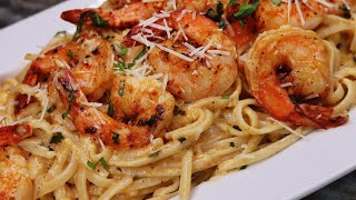 The Secret To Make A Delicious Creamy Shrimp Scampi Pasta Recipe  30 Minute Meal [upl. by Ailahs]