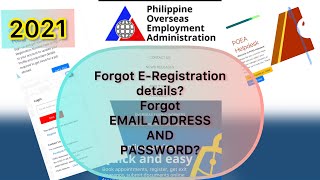 POEA ERegistration RECOVERY FORGOT ACCOUNT EMAIL ADDRESS AND PASSWORD by HELP DESK ETICKET 2021 [upl. by Lathrop677]