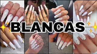 Tendencia Uñas Color Blanco ✨💅 Diseños de Uñas Acrílicas Modernas 😍🤍😳uñas acrylicnails nailart [upl. by Nemzzaj]