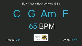 C G Am F at 65 bpm  Easy Play Along  Slow Classic Rock  Backing Track [upl. by Mushro]