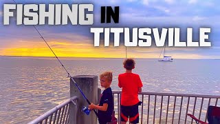 Fishing at The Veterans Memorial Fishing Pier in Titusville Florida  Florida Pier Fishing [upl. by Swithin679]