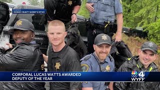 Oconee County Sheriffs Office reacts after Corporal Lucas Watts awarded Deputy of the Year [upl. by Cirdor777]