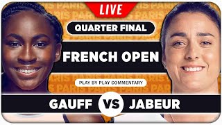 GAUFF vs JABEUR • French Open 2024 QF • LIVE Tennis Watchalong Stream [upl. by Frazer]