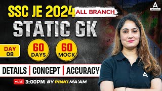 SSC JE 2024 Crash Course  SSC JE Static GK Classes  SSC JE Static GK Mock Test  By Pinki Mam 8 [upl. by Misa]