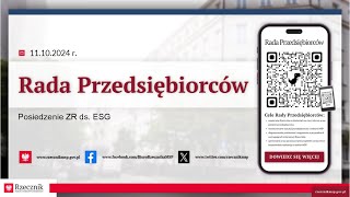 Posiedzenie Zespołu Roboczego ds ESG  11102024 [upl. by Acinok]