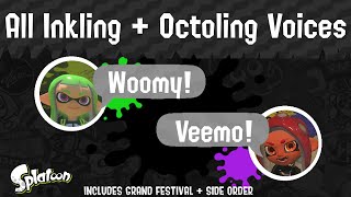 All Inkling and Octoling Voice Clips Includes Grand Festival plus Side Order  Splatoon Series [upl. by Odracir566]