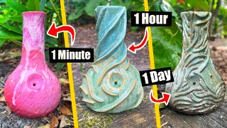 1 Minute vs 1 Hour vs 1 Day Clay Bong Sculpting Challenge [upl. by Lajes]