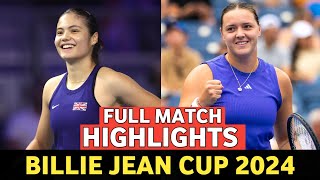 Emma Raducanu vs Jule Niemeier Highlights Today Billie Jean King Cup 2024 BJK  Wta TENNIS 2024 [upl. by Schroer]