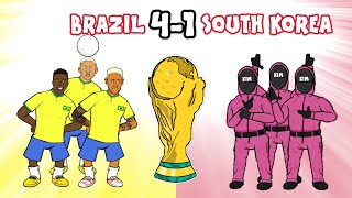 BRAZIL vs SOUTH KOREA 41 World Cup 2022 Cartoon Goals Highlights Richarlison Neymar Paqueta [upl. by Gervase]