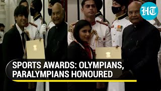 Khel Ratna award event Neeraj Chopra Mithali Raj Sumit Antil Sunil Chhetri 8 others honoured [upl. by Ellives]