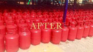 ELECTROSTATIC SPRAY PAINTING OF LPG CYLINDERS PRIMER amp PAINT SPRAY  NATIONAL ENTERPRISES [upl. by Ahtnamas38]