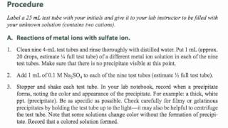 Laboratory Experiment 9 Qualitative Determination of Selected Metal Cations [upl. by Cos857]