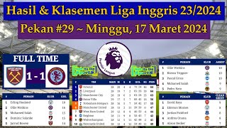 Hasil Liga Inggris Tadi Malam  West Ham United vs Aston Villa  Klasemen EPL 2024 Pekan 29 [upl. by Akeem]