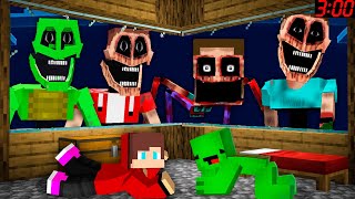 JJ and Mikey HIDE from Scary Mimics and JJ and Mikey Mimics at Night in Minecraft  Maizen [upl. by Nylorahs51]