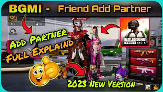 Add Partner Bgmi 2023  BGMI Add Partner New Update  BGMI मे Friend ko Sath me kese khada kre [upl. by Citarella]