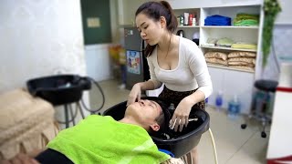 Vietnam Barbershop Today ASMR MASSAGE Face amp Wash Hair with Beautiful Girl in HCM City [upl. by Chloras]