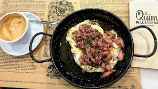 BABY SQUID amp EGG BREAKFAST Barcelona Food Vlog  The Spain Adventures [upl. by Hermon]