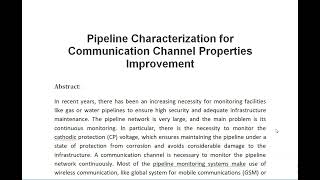 Pipeline Characterization for Communication Channel Properties Improvement [upl. by Relyt885]