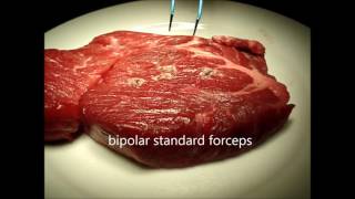 Comparison bipolar standard forceps vs nonStick red forceps [upl. by Atsyrc]