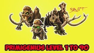 Monster Legends  Primigenius Level 1 to 90 Review [upl. by Trudnak]