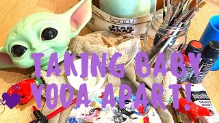 How to safely take apart Mattel Baby Yoda doll for Customization [upl. by Nohsed617]