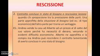 RESCISSIONE E RISOLUZIONE DI UN CONTRATTO [upl. by Warga222]