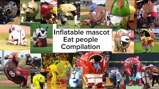 Inflatable mascot eat people or cheerleaders or kids or human people compilation [upl. by Selma]