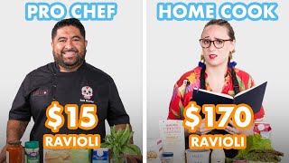 170 vs 15 Ravioli Pro Chef amp Home Cook Swap Ingredients  Epicurious [upl. by Eilhsa696]