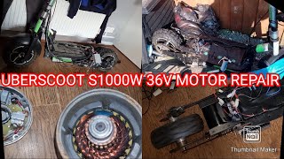 UBERSCOOT S1000W 36V ELECTRIC SCOOTER SPARES AND REPAIRSMOTOR REPAIRED THROTTLE amp BATTERY CHANGE [upl. by Etnovaj]