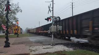 Union Pacific Ballast Train Atlanta TX November 8 2024 458PM HORN SHOW AND CONDUCTOR WAVES [upl. by Werdnaed]