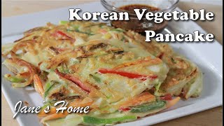 Korean Vegetable Pancake Yachaejeon Vegetarian Side Dish [upl. by Ginny]