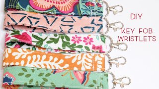 DIY Fabric Key Fob Wristlet  How to sew a Wristlet  Key Fob Tutorial for Beginners [upl. by Gerek]