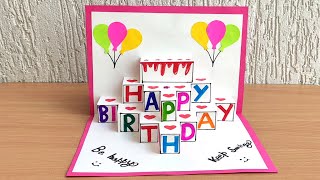 DIY  Beautiful handmade birthday greeting card  DIY Birthday pop up card  Birthday card idea [upl. by Yasui917]