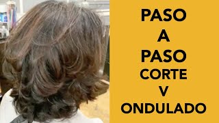 Como Cortar Corte V En Pelo Ondulado Paso a Paso [upl. by Htelimay975]