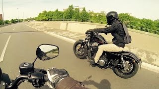 Harley Davidson Iron 883 vs Forty Eight 1200  Acceleration 1080p [upl. by Hsihsa]