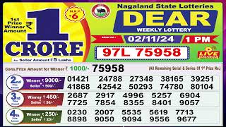 Dear Lottery Sambad Morning 1 PM today 021124 Nagaland State Lottery Result [upl. by Phonsa824]