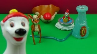 1998 WENDYS RUDOLPH THE RED NOSED REINDEER KIDS MEAL SET OF 5 MOVIE TOYS VIDEO REVIEW [upl. by Nary]