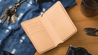 Making a Natural Vegetabletanned Leather Middle Wallet Timelapse [upl. by Trembly]