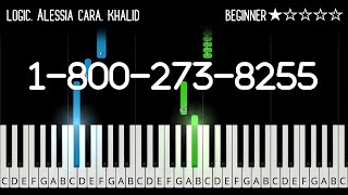 Logic  18002738255 ft Alessia Cara Khalid  EASY Piano Tutorial [upl. by Kathye]