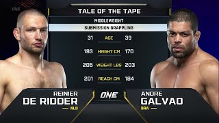 Reinier De Ridder vs Andre Galvao  ONE Championship Full Fight [upl. by Hoffer]