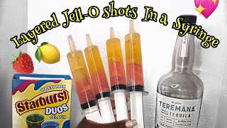 LAYERED JELLO SHOTS IN A SYRINGE KAYY MISSYY [upl. by Atinihs916]