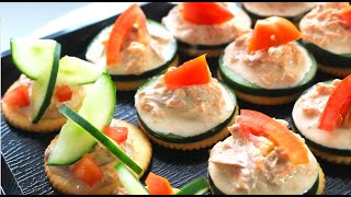 HOMEMADE FITA CRACKER CANAPE WITH CUCUMBER TUNA SALAD SPREAD RECIPE  Easy to make Appetizer [upl. by Neillij]