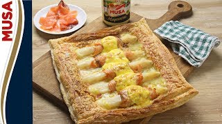 Hojaldre gratinado de espárragos y salmón con Mayonesa Musa  Recetas Fáciles [upl. by Meggs208]