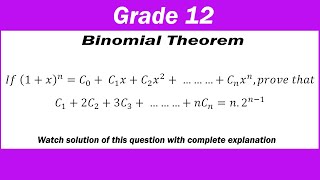 NEB Grade 12 Binomial theorem  C12C23C3nCn  n2n1 [upl. by Becker40]