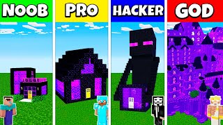 Minecraft Battle NOOB vs PRO vs HACKER vs GOD NETHER PORTAL HOUSE BASE BUILD CHALLENGE  Animation [upl. by Eatnuahc]