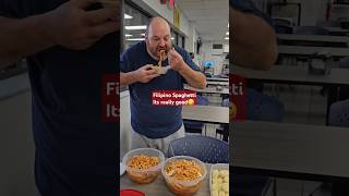 American trying FILIPINO spaghetti for the first time [upl. by Fernandez282]