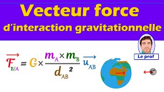 Vecteur force interaction gravitationnelle caractéristiques et notation [upl. by Yleen]