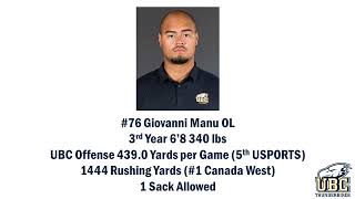 Giovanni Manu 76 UBC Football AllCanadian Tape 2022 [upl. by Akemor]